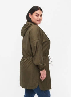 Zizzi Long Anorak With Hood And Pocket -Chic Soldes M61133A 0802 ModelBack