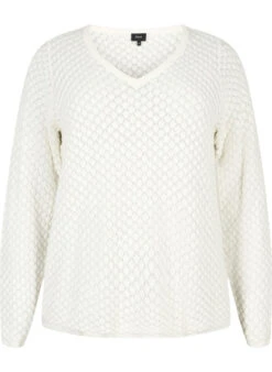 Zizzi Structure-patterned Pullover In Organic Cotton -Chic Soldes M61151B 1106 Front