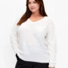 Zizzi Structure-patterned Pullover In Organic Cotton -Chic Soldes M61151B 1106 ModelFront