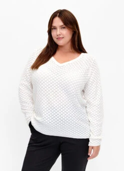 Zizzi Structure-patterned Pullover In Organic Cotton