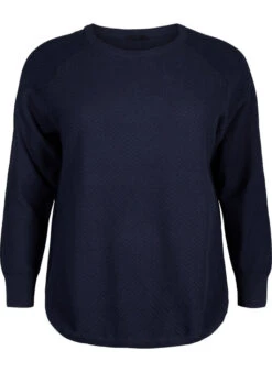 Zizzi Pullover In Organic Cotton With Texture Pattern -Chic Soldes M61151F 1494 Front