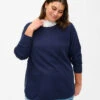 Zizzi Pullover In Organic Cotton With Texture Pattern -Chic Soldes M61151F 1494 ModelFront