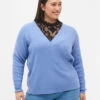 Zizzi Knitted Jumper With Wrap -Chic Soldes M61153G 1426 ModelFront