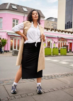 Zizzi Long Waistcoat With Belt