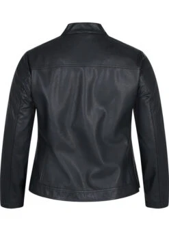 Zizzi Faux Leather Jacket With Pockets -Chic Soldes M61175A 0199 Back