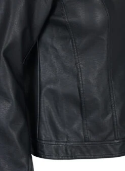 Zizzi Faux Leather Jacket With Pockets -Chic Soldes M61175A 0199 Details2