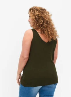 Zizzi Knitted Top With V-neckline -Chic Soldes M61185A 0787 ModelBack