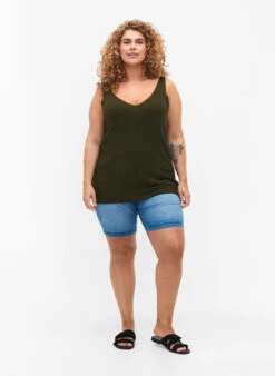 Zizzi Knitted Top With V-neckline -Chic Soldes M61185A 0787 ModelFullBody