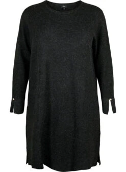 Zizzi Knitted Dress With Slit In The Sleeves -Chic Soldes M61187A 1801 Front