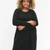 Zizzi Knitted Dress With Slit In The Sleeves -Chic Soldes M61187A 1801 ModelFront