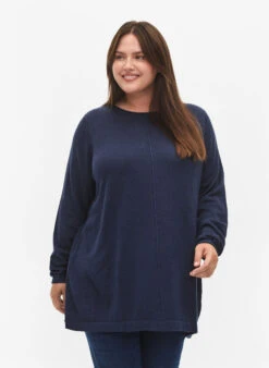 Zizzi Knitted Blouse In Cotton-viscose Blend