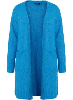 Zizzi Long Knitted Cardigan With Wool And Pockets -Chic Soldes M61203A 0986 Front
