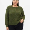 Zizzi Knitted Sweater With Wool And Raglan Sleeves