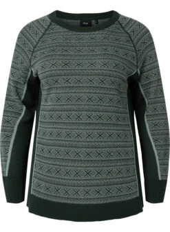 Zizzi Patterned Ski Undershirt With Wool -Chic Soldes M61206A 1032 Front