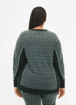 Zizzi Patterned Ski Undershirt With Wool -Chic Soldes M61206A 1032 ModelBack