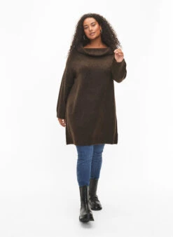 Zizzi Melange Knit Dress -Chic Soldes M61207G 1056 ModelFullBody