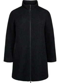 Zizzi Melange Bouclé Coat With Zipper -Chic Soldes M61232B 0199 Front