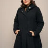 Zizzi A-line Coat With Hood -Chic Soldes M61234A 0199 ImageFront