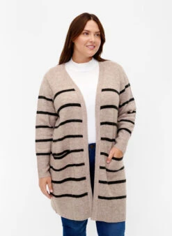 Zizzi Striped Knit Cardigan