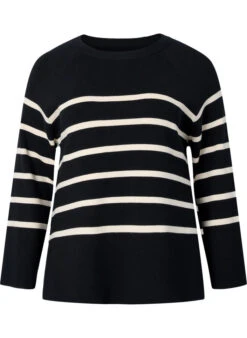 Zizzi Striped Viscose Sweater -Chic Soldes M61259A 0199 Front