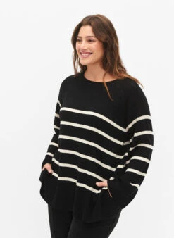 Zizzi Striped Viscose Sweater