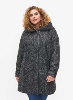Zizzi Bouclé Coat With Wool
