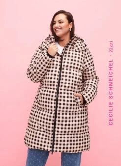 Zizzi Checked Puffer Winter Jacket