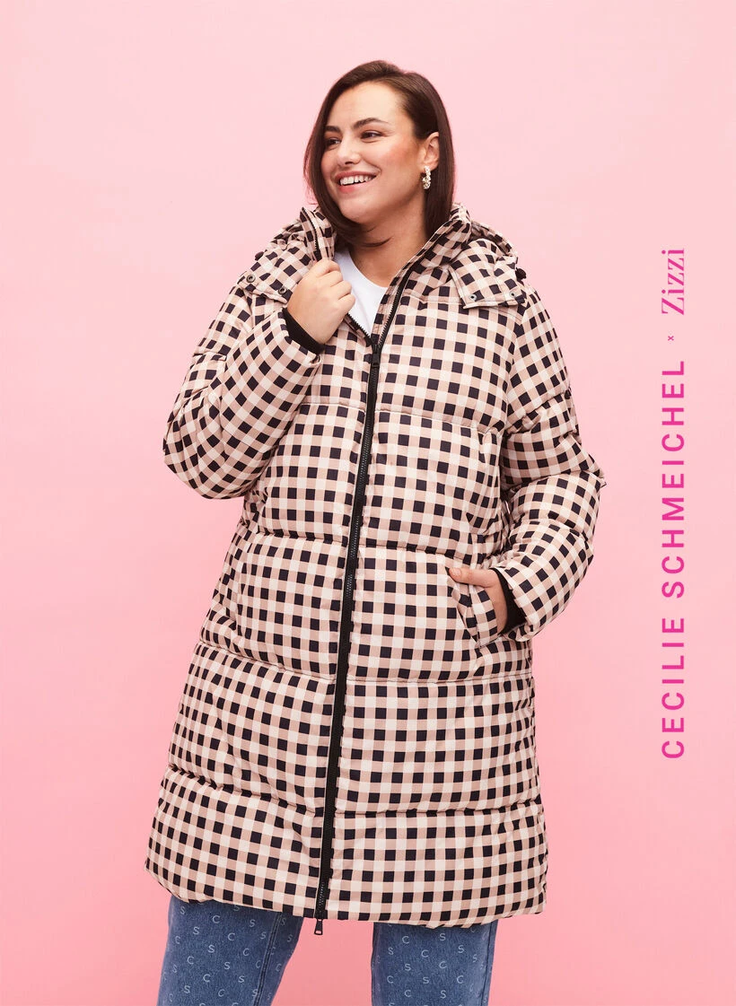 Zizzi Checked Puffer Winter Jacket 3 Zizzi Checked Puffer Winter Jacket