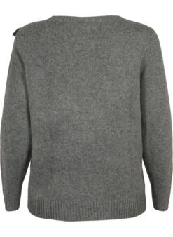 Zizzi Knitted Wool Sweater With Ruffle Detail 12 Zizzi Knitted Wool Sweater With Ruffle Detail -Chic Soldes M61273A 1801 Back