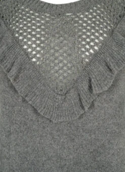 Zizzi Knitted Wool Sweater With Ruffle Detail 13 Zizzi Knitted Wool Sweater With Ruffle Detail -Chic Soldes M61273A 1801 Details1