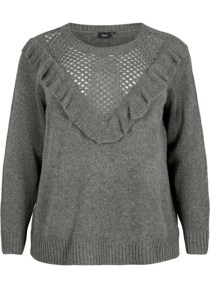 Zizzi Knitted Wool Sweater With Ruffle Detail 6 Zizzi Knitted Wool Sweater With Ruffle Detail – Image 4