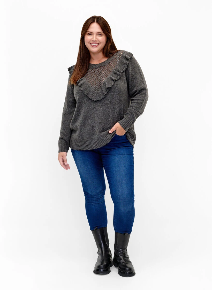 Zizzi Knitted Wool Sweater With Ruffle Detail 5 Zizzi Knitted Wool Sweater With Ruffle Detail – Image 3