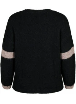 Zizzi Knitted Sweater With Striped Detail -Chic Soldes M61275A 0199 Back