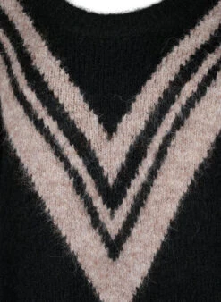 Zizzi Knitted Sweater With Striped Detail -Chic Soldes M61275A 0199 Details1