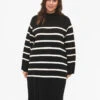 Zizzi Striped Knit Dress With Turtleneck -Chic Soldes M61276B 0199 ModelFront