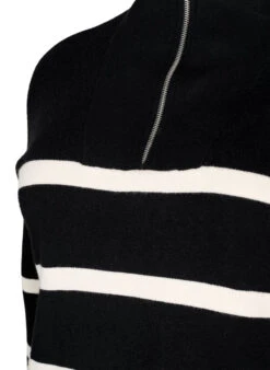 Zizzi Pullover With Stripes And High Collar -Chic Soldes M61276C 0199 Details2