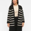 Zizzi Striped Knit Cardigan In Viscose Blend -Chic Soldes M61276E 0199 ModelFront