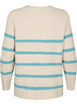 Zizzi Rib-knit Sweater With Stripes -Chic Soldes M61279A 1112 Back