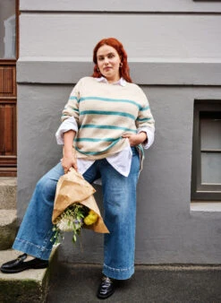 Zizzi Rib-knit Sweater With Stripes