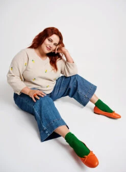 Zizzi 3/4 Sleeve Knitted Blouse With Lemons