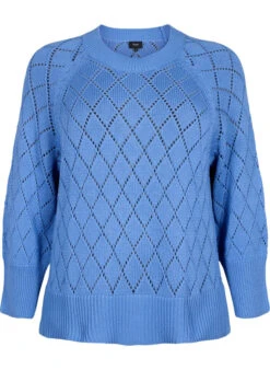 Zizzi Long Sleeve Knitted Blouse With Hole Pattern -Chic Soldes M61287A 0250 Front