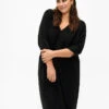 Zizzi Ribbed Dress With 3/4 Sleeves -Chic Soldes M61288A 0199 ModelFront