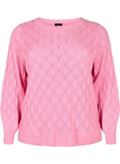 Zizzi Pullover With Hole Pattern And Boat Neck -Chic Soldes M61289A 0659 Front