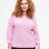 Zizzi Pullover With Hole Pattern And Boat Neck -Chic Soldes M61289A 0659 ModelFront