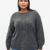 Zizzi Knitted Pullover With Hole Pattern -Chic Soldes M61290A 1801 ModelFront