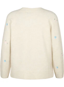 Zizzi Knitted Sweater With Embroidered Flowers -Chic Soldes M61292A 0747 Back