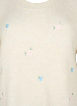 Zizzi Knitted Sweater With Embroidered Flowers -Chic Soldes M61292A 0747 Details1