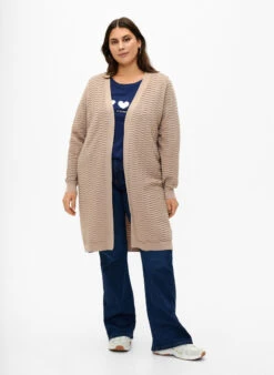 Zizzi Knitted Cardigan In Cotton-viscose Mix -Chic Soldes M61301B 2237 ModelFullBody