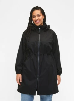 Zizzi Functional Coat With Pockets And Hood