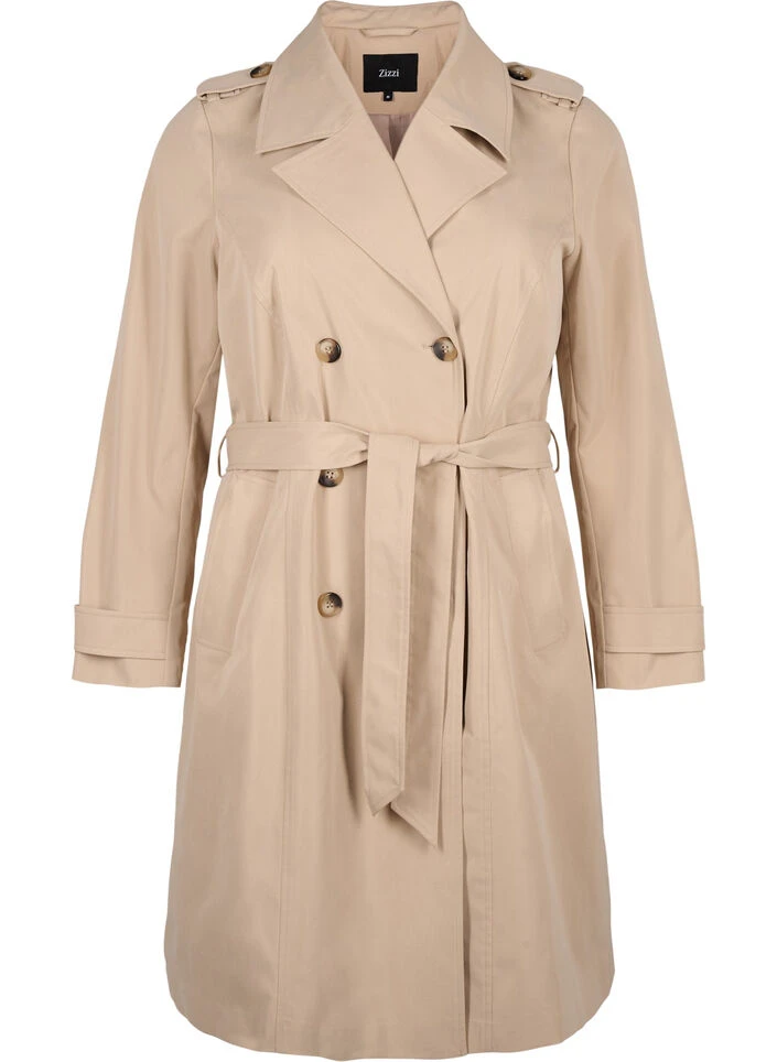 Zizzi Trench Coat With Pockets And Belt 8 Zizzi Trench Coat With Pockets And Belt – Image 6